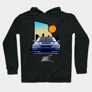 nissan skyline gtr r34 blue Hoodie